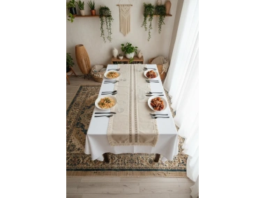 Püsküllü Ara Dantelli Runner (40 x 80) Tekli