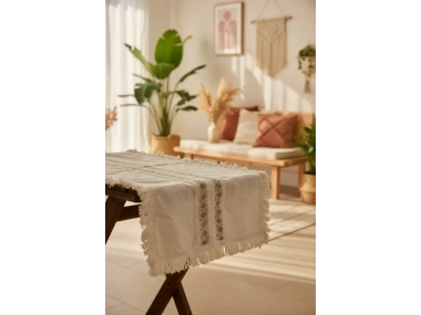 Püsküllü Ara Dantelli Runner (40 x 80) Tekli