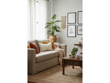 Çoklu Püsküllü Krem Keten Kırlent Kırlent Kılıfı (35 x 55)