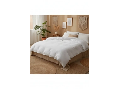 Beyaz Yıkanmış Çift Kişilik Nevresim Yastık Seti (200 X 220)