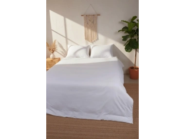 Beyaz Yıkanmış Çift Kişilik Nevresim Yastık Seti (200 X 220)