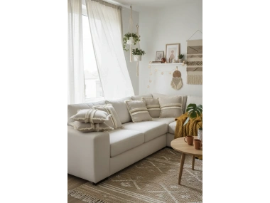 Bej Keten Jüt Dantelli Kırlent Kırlent Kılıfı 43 X 43