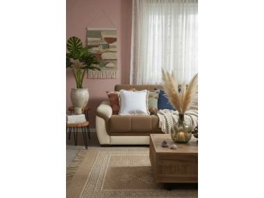 Keten Beyaz Ponponlu Kırlent Kırlent Kılıfı 43 X 43