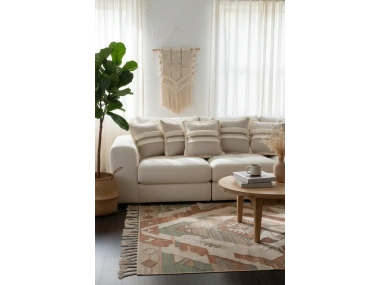 Keten Bej Kalın Dantel Kırlent Kırlent Kılıfı 43 X 43