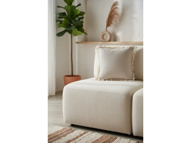 Bej Ponponlu Kırlent Kırlent Kılıfı