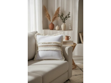 Beyaz Kalın Dantel Kırlent Kırlent Kılıfı 43 X 43