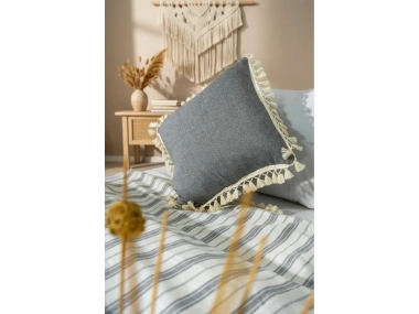 Gri Antrasit Ponponlu Kırlent43 X 43