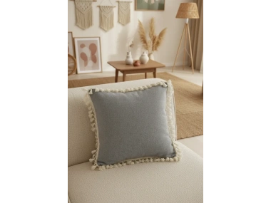 Gri Antrasit Ponponlu Kırlent43 X 43