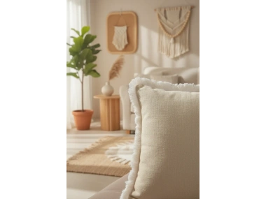 Sarı Püsküllü Kırlent Kırlent Kılıfı 43 X 43