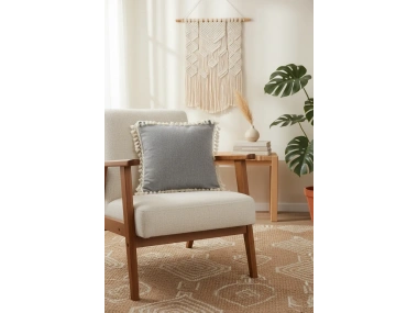 Gri Antrasit Ponponlu Kırlent43 X 43