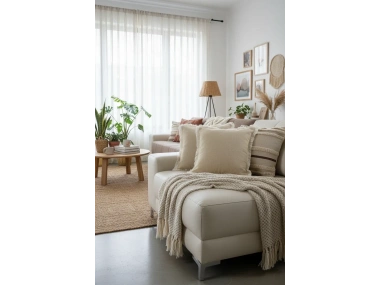 Sarı Püsküllü Kırlent Kırlent Kılıfı 43 X 43