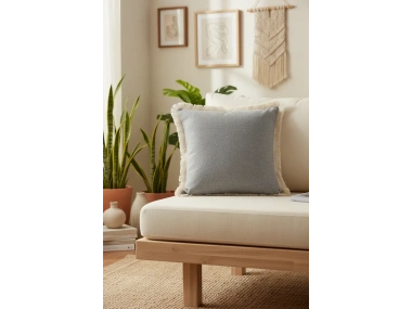 Gri Püsküllü Kırlent Kırlent Kılıfı 43 X 43