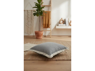 Gri Püsküllü Kırlent Kırlent Kılıfı 43 X 43