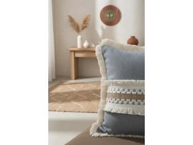 Gri Antrasit Kalın Dantel Kırlent43 X 43