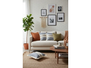 Gri Antrasit Kalın Dantel Kırlent43 X 43