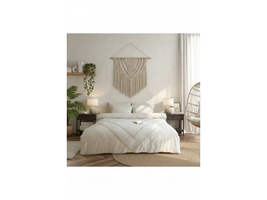 Ham Keten Jüt Dantelli Tek Kişilik Nevresim Takımı(YEDEK YASTIKLI)