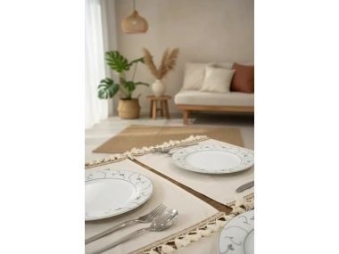 6lı Keten Amerikan Servis Seti 35x55