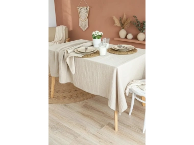 Organik Ham Keten Krem Masa Örtüsü