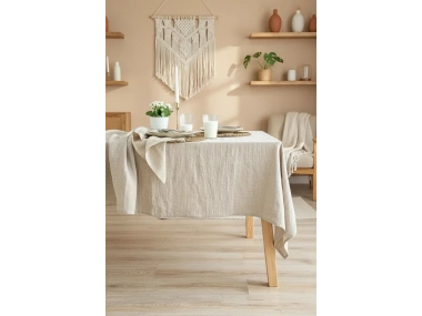 Organik Ham Keten Krem Masa Örtüsü