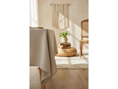 Organik Ham Keten Krem Masa Örtüsü