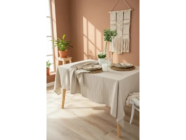 Organik Ham Keten Krem Masa Örtüsü