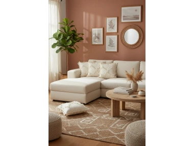 Özel Tasarım Çapraz Ponponlu Tekli Keten Krem Kırlent Kılıfı(45X55)