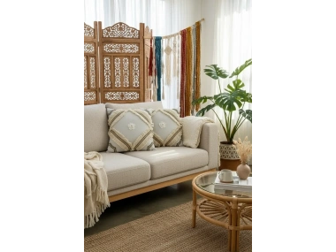 Özel Tasarım Tekli Keten Krem Kırlent Kırlent Kılıfı 43x43