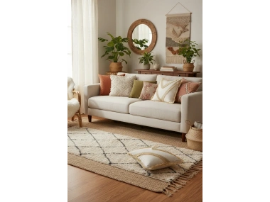 Özel Tasarım Tekli Keten Krem Kırlent Kılıfı 43x43