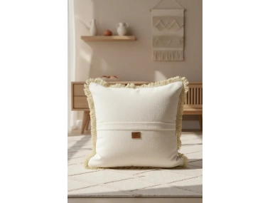 Özel Tasarım Tekli Keten Krem Kırlent Kılıfı 43x43