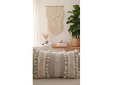 Özel Tasarım Tekli Bej Kırlent Kılıfı 35x55