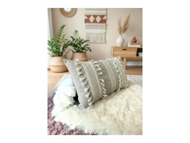 Özel Tasarım Tekli Bej Kırlent Kılıfı 35x55