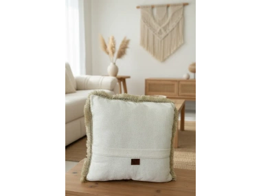 Özel Tasarım Tekli Keten Krem Kırlent Kılıfı