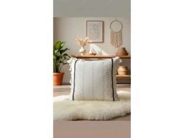 Özel Tasarım Runner Dantelli Tekli Keten Krem Kırlent Kılıfı 43*43