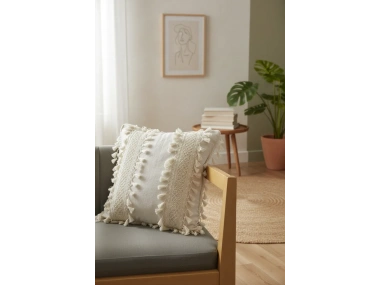 Özel Tasarım Ham Kalın Dantelli Tekli Keten Kırlent Kırlent Kılıfı 43*43