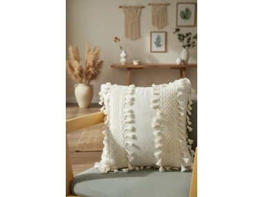 Özel Tasarım Ham Kalın Dantelli Tekli Keten Kırlent Kırlent Kılıfı 43*43