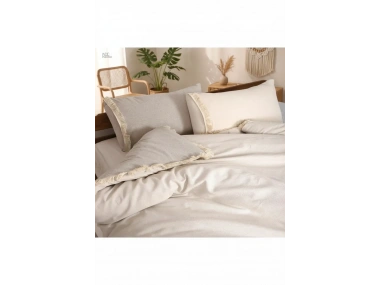 Ham Krem Çift Taraflı Battal Boy Nevresim Seti