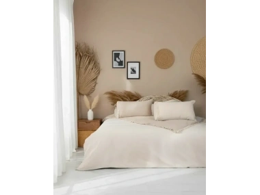 Ham Krem Çift Taraflı Battal Boy Nevresim Seti