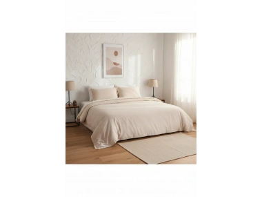 Ham Bej Çift Taraflı Battal Boy Nevresim Seti