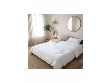 Ham Beyaz Çift Taraflı Battal Boy Nevresim Seti