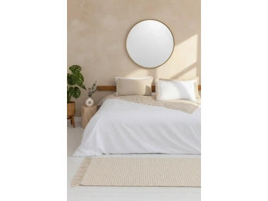 Ham Beyaz Çift Taraflı Çift Kişilik Nevresim Seti