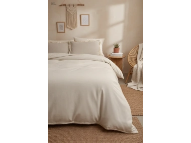 Ham Krem Çift Taraflı Çift Kişilik Nevresim Seti