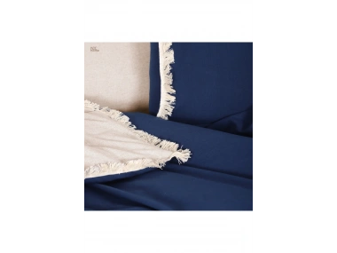 Ham Lacivert Çift Taraflı Tek Kişilik Nevresim Seti