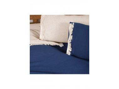 Ham Lacivert Çift Taraflı Tek Kişilik Nevresim Seti