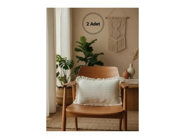 Bütün Dantelli Püsküllü Kırlent 2 Adet Kırlent Kılıfı