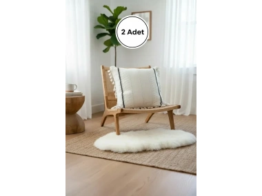 Özel Tasarım Runner Dantelli Keten Krem Kırlent 2 Adet Kırlent Kılıfı (43 x 43)