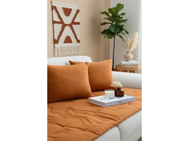 Tarçın Piremium Keten Evcil Hayvan Dostu Keten Koltuk Pedi / Şilte [Kırlentli] (80X180)