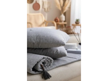 Antrasit Piremium Keten Evcil Hayvan Dostu Keten Koltuk Pedi / Şilte [Kırlentli]