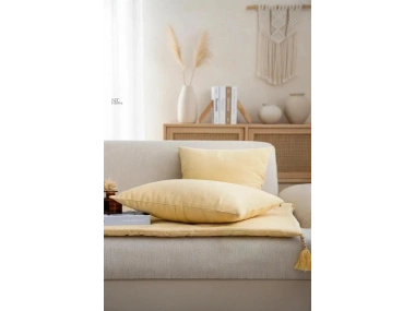 Sarı Piremium Keten Evcil Hayvan Dostu Keten Koltuk Pedi / Şilte [Kırlentli] (80X180)