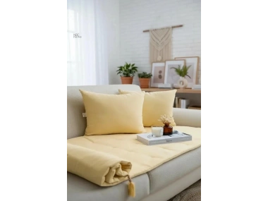 Sarı Piremium Keten Evcil Hayvan Dostu Keten Koltuk Pedi / Şilte [Kırlentli] (80X180)