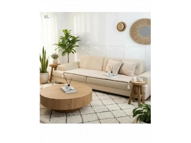 Krem Piremium Keten Evcil Hayvan Dostu Keten Koltuk Pedi / Şilte [Kırlentli] (80X180)